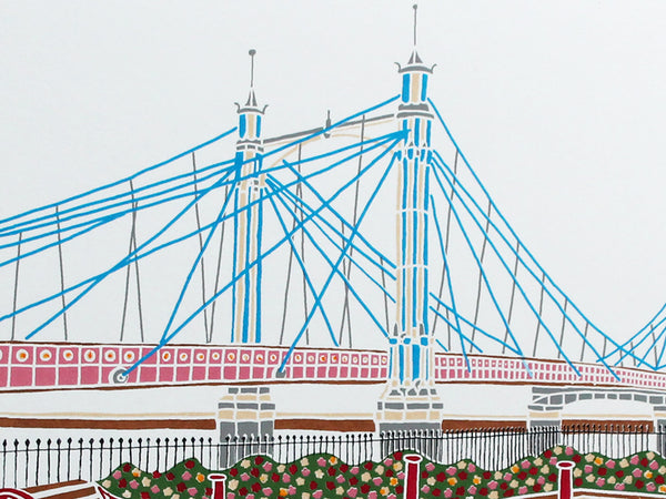 Print of Albert Bridge with Battersea Park in the foreground
