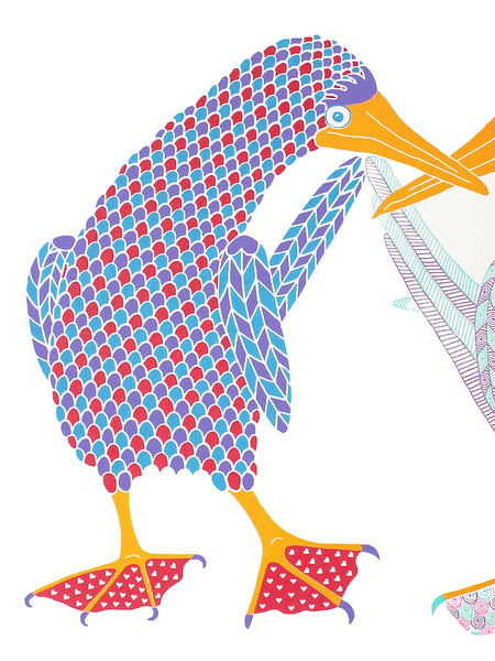 A pair of blue footed boobies dancing print