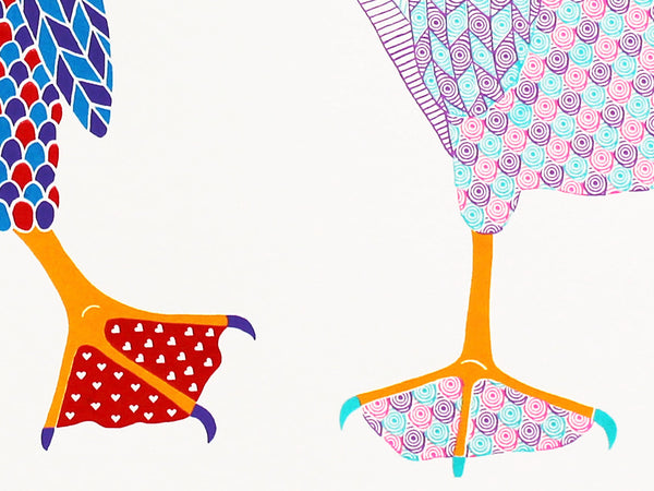 A pair of blue footed boobies dancing print