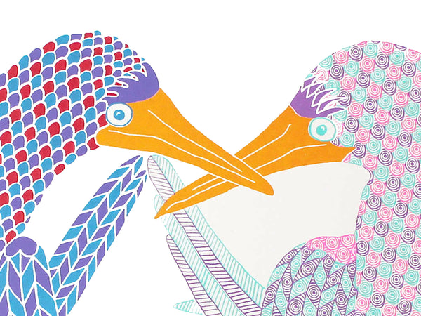 A pair of blue footed boobies dancing print