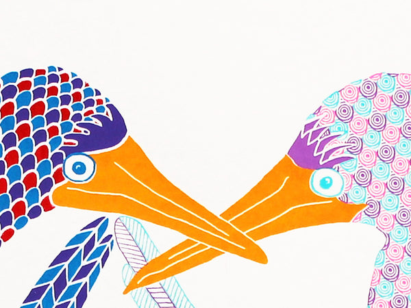 A pair of blue footed boobies dancing print