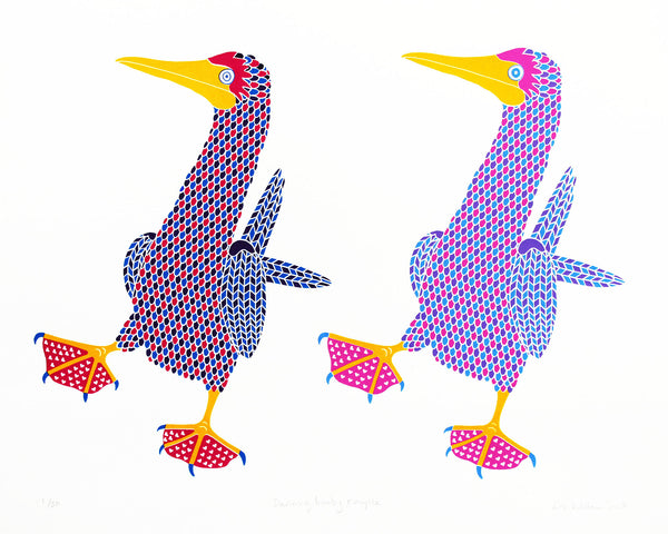 two dancing blue footed boobies print