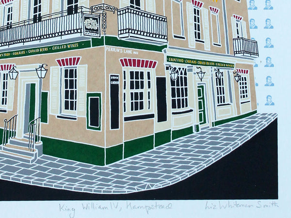 Print of the King William IV pub in Hampstead