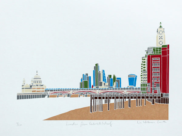 Print of London City from Gabriels Wharf on the South bank
