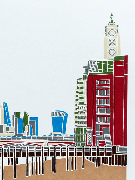 Print of London City from Gabriels Wharf on the South bank
