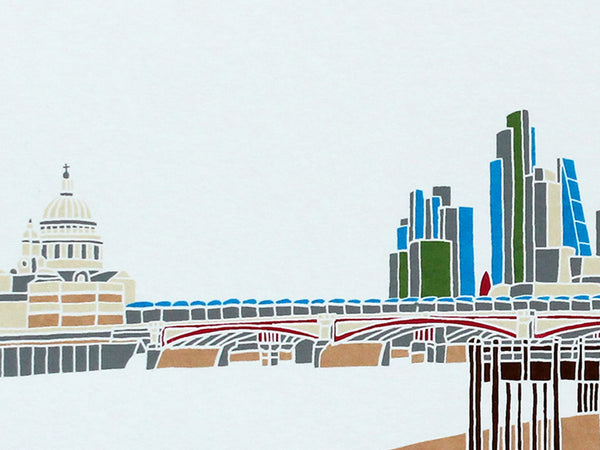 Print of London City from Gabriels Wharf on the South bank