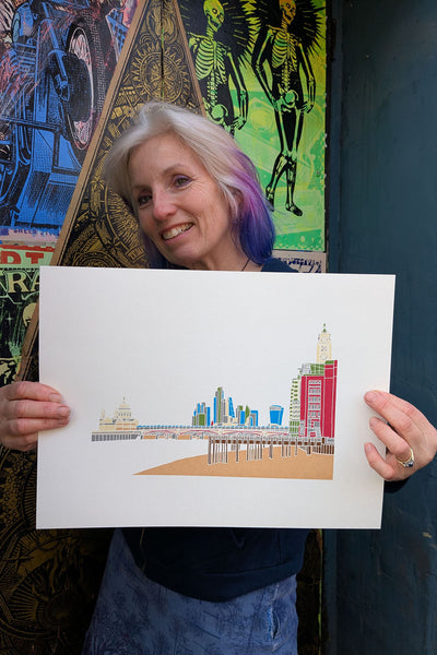 Print of London City from Gabriels Wharf on the South bank held by Liz