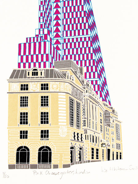 Pink Cheesegrater building in London print