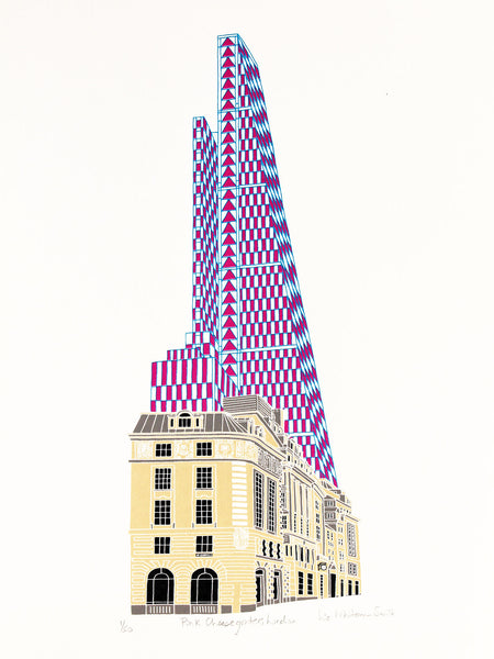 Pink Cheesegrater building in London print