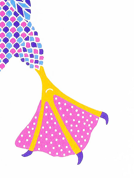 Pink booby with dot pattern on feet screen print
