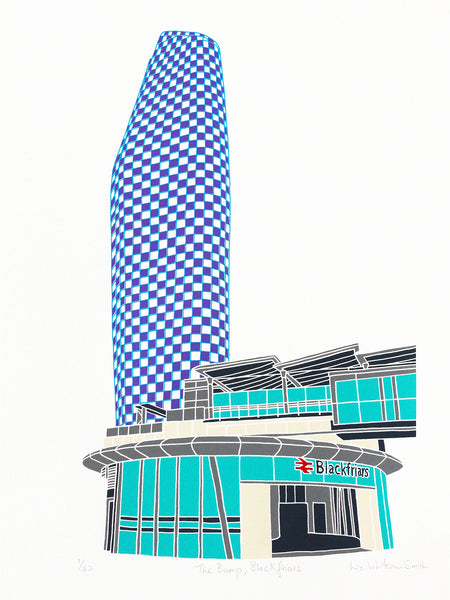 The Bump building above Blackfriars Station, London screen print