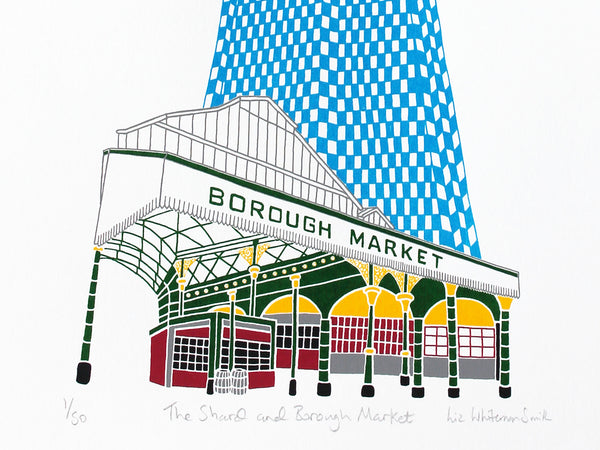 The Shard building in London next to Borough Market print