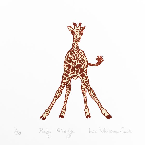 Mini screen print of a baby giraffe