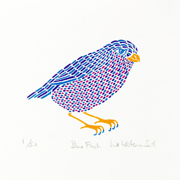 Finch mini screen print of a bird