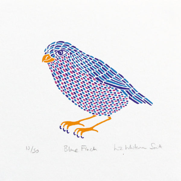 Finch mini screen print of a bird