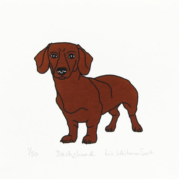 Dachshund screen print by Liz Whiteman Smith