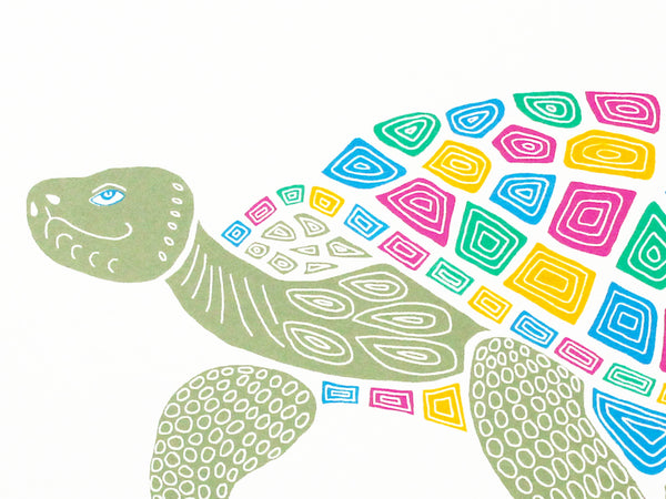 Giant Galapagos tortoise screen print by Liz Whiteman Smith
