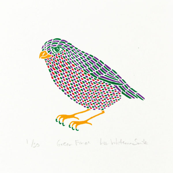 Finch mini screen print of a bird