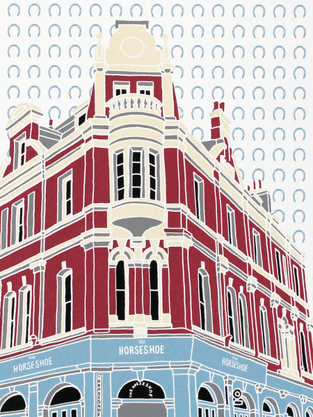 Horseshoe pub, Hampstead screen print by Liz Whiteman Smith