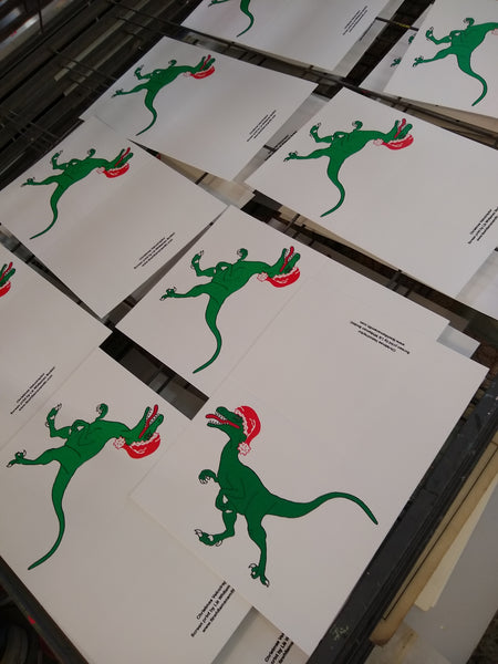 Christmas velociraptor Christmas card