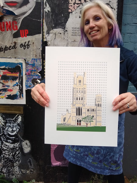 Ely Cathedral screen print by Liz Whiteman Smith