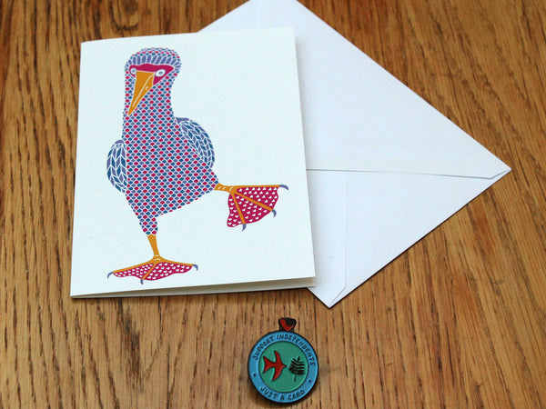 Dancing booby greetings card