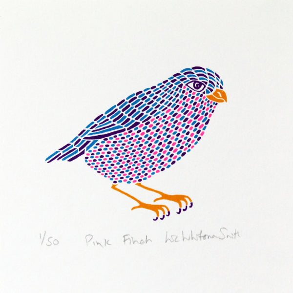 Finch mini screen print of a bird