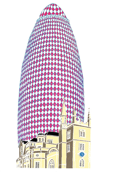 Pink Gherkin greetings card