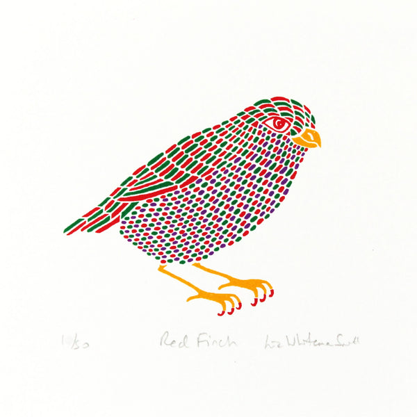Finch mini screen print of a bird