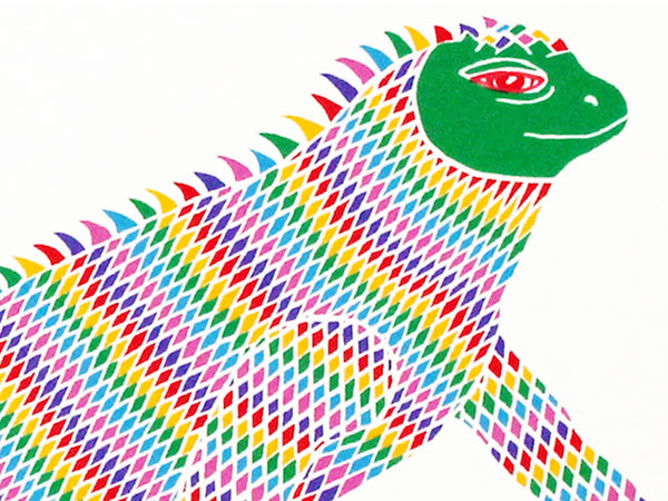 Colourful marine iguana screen print