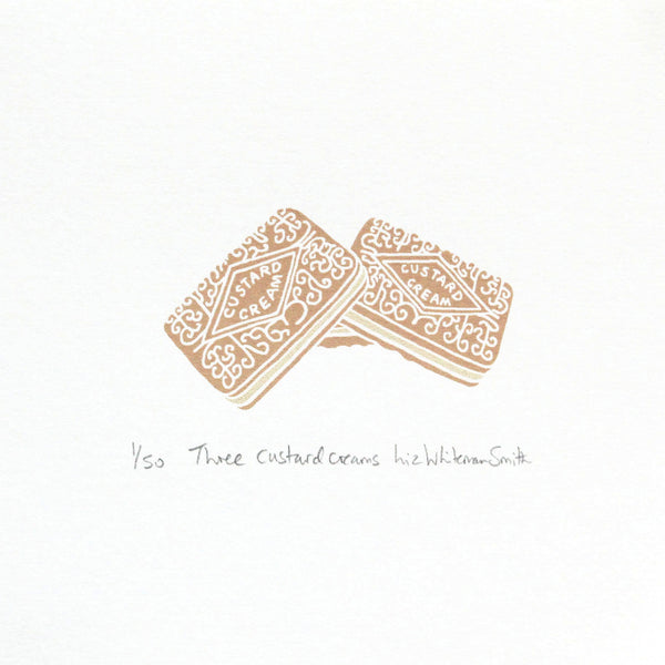 Three custard cream biscuit mini screen print