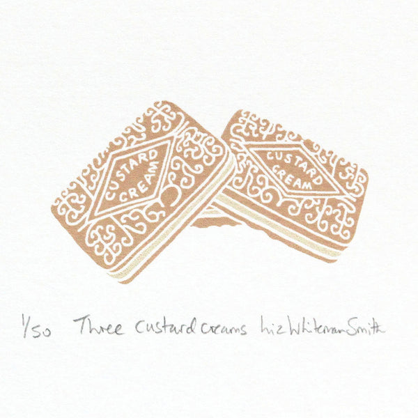 Three custard cream biscuit mini screen print