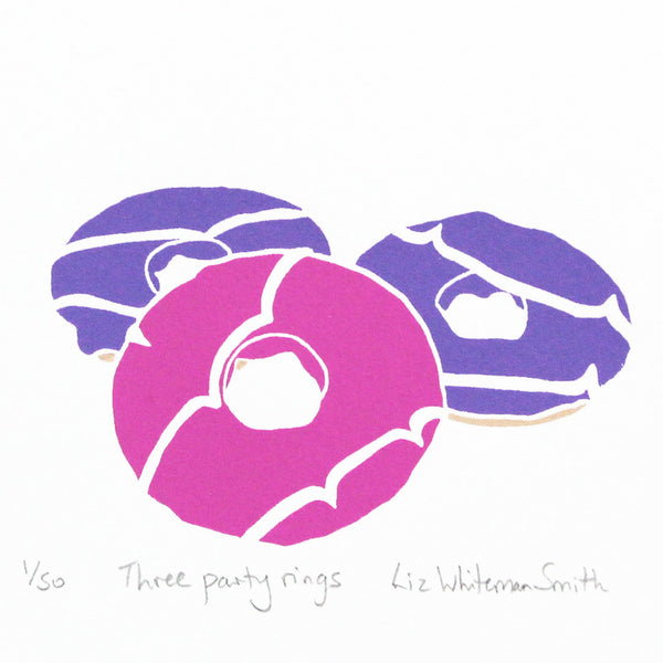 Pink and purple party ring biscuits, mini print