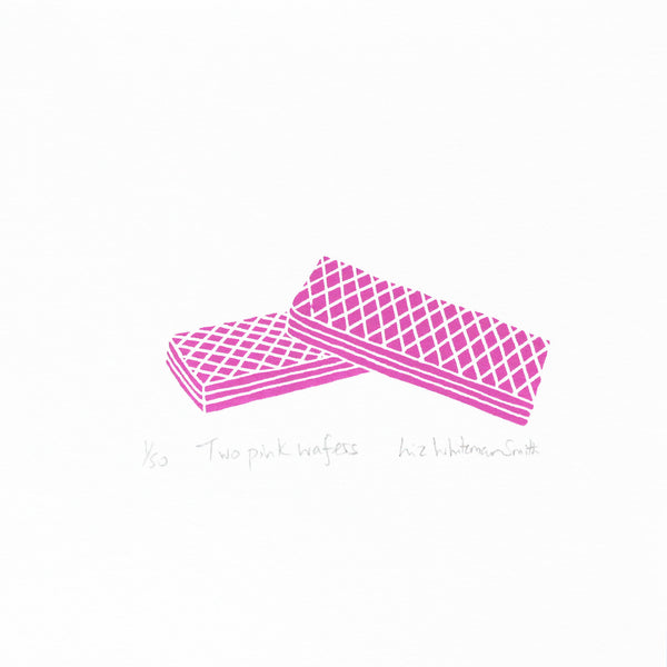 Two pink wafer biscuit mini print