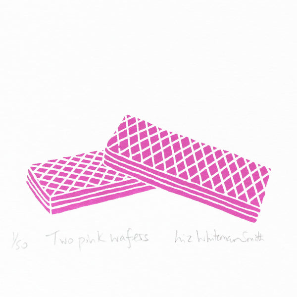 Two pink wafer biscuit mini print