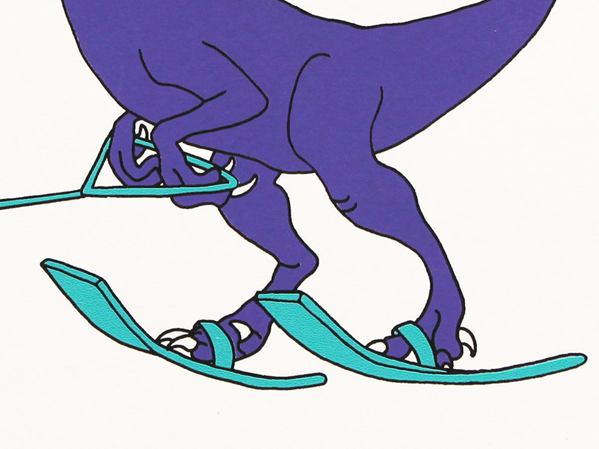 Ski jumping velociraptor – Liz Whiteman Smith Screen Prints