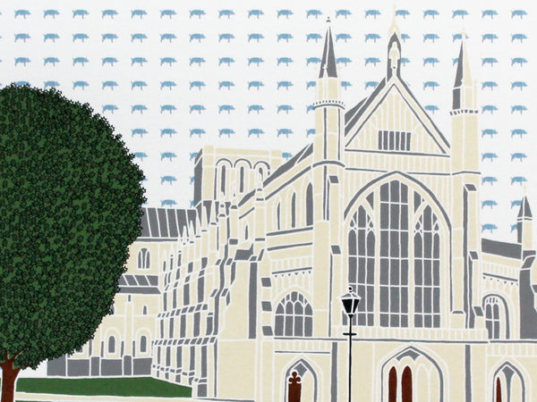 Winchester Cathedral screen print by Liz Whiteman Smith