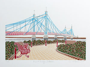 Print of Albert Bridge with Battersea Park in the foreground