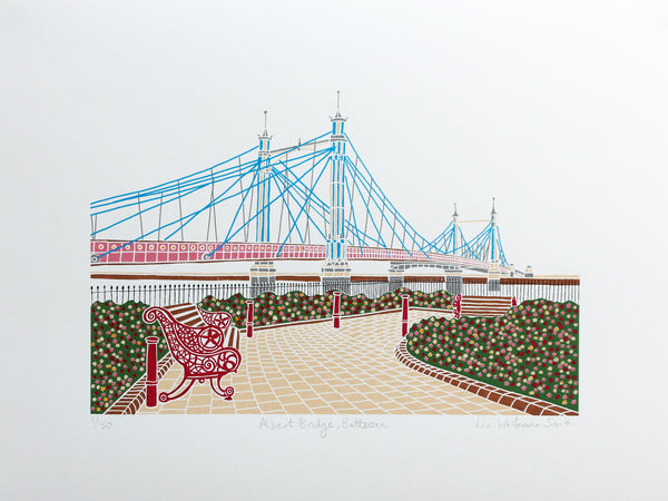 Print of Albert Bridge with Battersea Park in the foreground