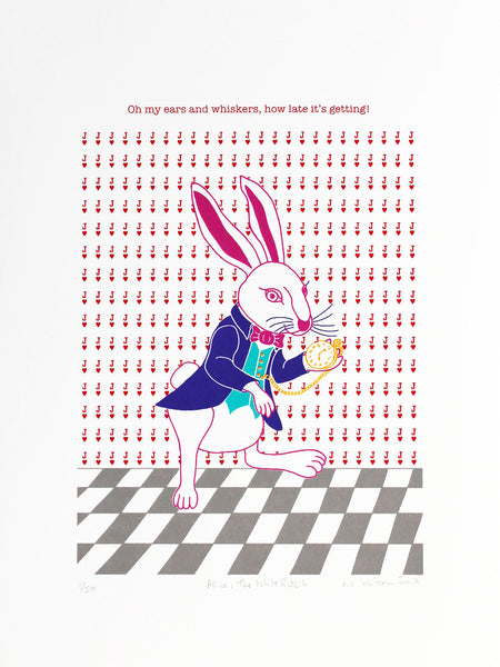 The white rabbit from Alice in Wonderland print