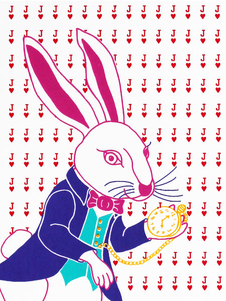 The white rabbit from Alice in Wonderland print