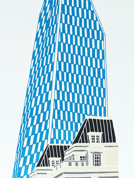 Blue scalpel building in London print