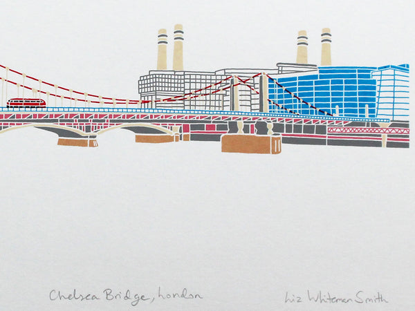 Print of Chelsea Bridge with Battersea Power Station in the background