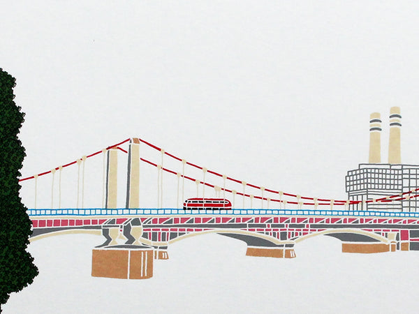 Print of Chelsea Bridge with Battersea Power Station in the background