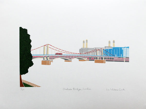 Print of Chelsea Bridge with Battersea Power Station in the background