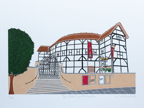 a print of Shakespeare's Globe Theatre in London