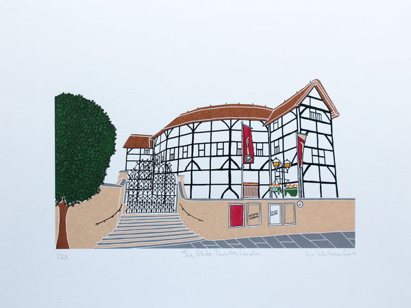 a print of Shakespeare's Globe Theatre in London