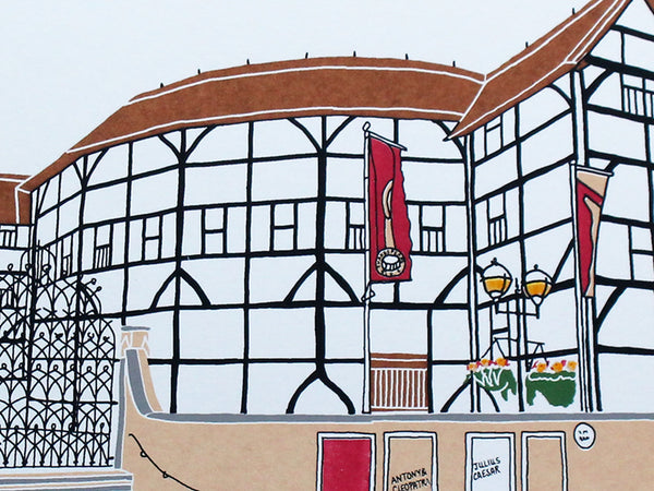 a print of Shakespeare's Globe Theatre in London