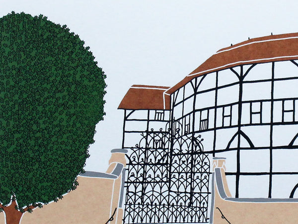 a print of Shakespeare's Globe Theatre in London