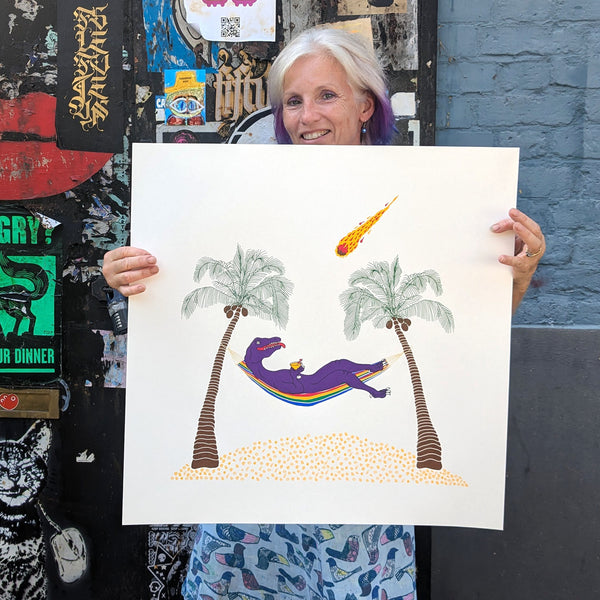 Tequila Sunset II dinosaur print